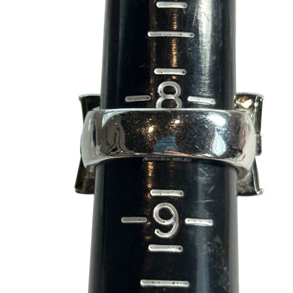 Park Lane Ring Silver Tone Green Crystal Band Statement Cocktail Jewelry 8.5 - Picture 10 of 11
